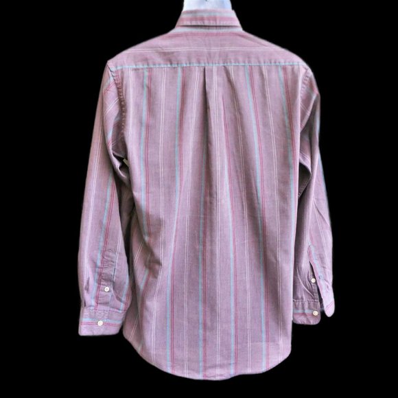 Christian Dior Vintage 70s 80s Shirt Button Front Striped Mother of Pearl Button - Picture 3 of 7